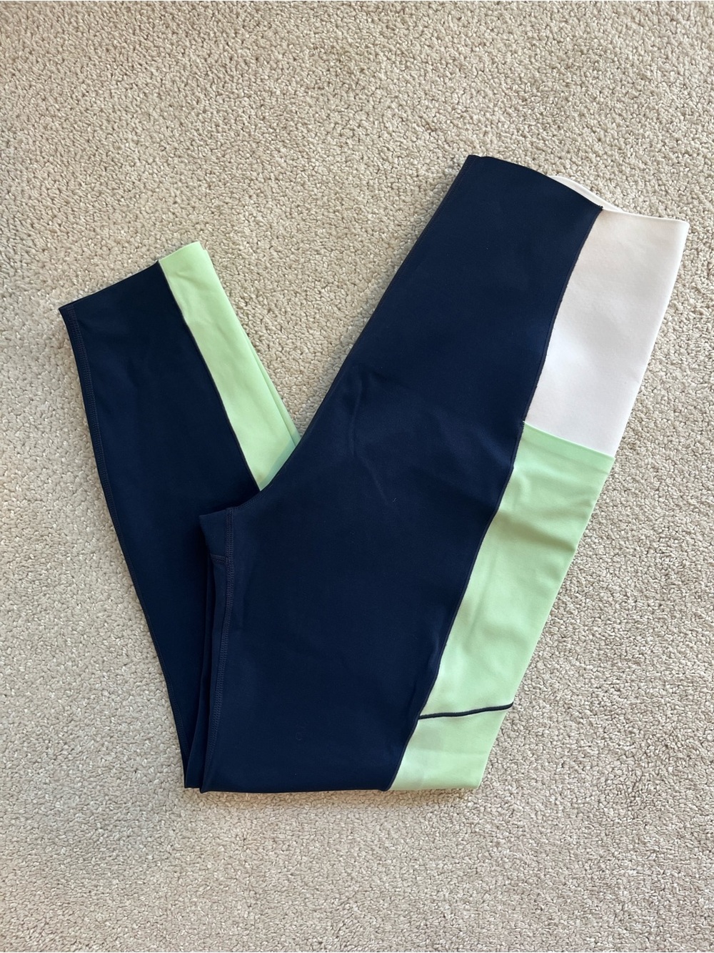 Sweaty Betty Navy, Mint & White Colorblock Leggings Size Large